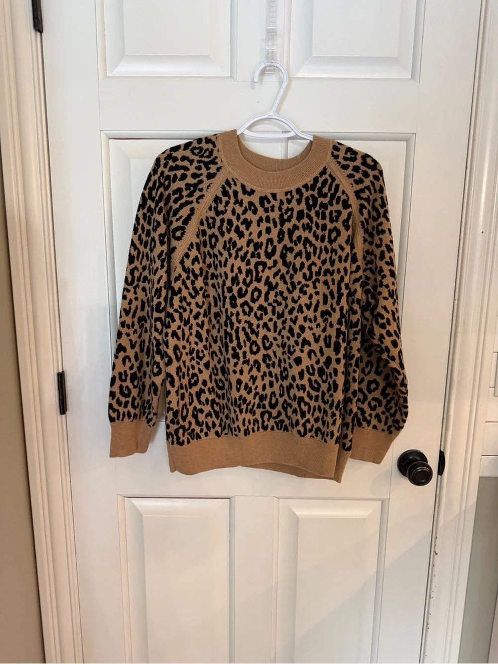 J. Crew Leopard Print Merino Wool Blend Sweater Size XXL 25476